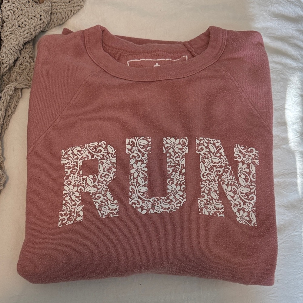 Sarah Marie Designs Floral Print Pink RUN Sweatshirt